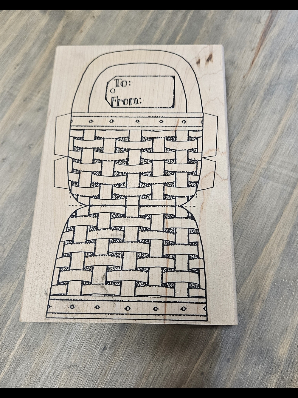 Woven Basket Wood Stamp - "Ana's Basket"
